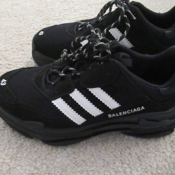 BALLENCIAGA + ADIDAS Black Triple S Sneakers Tennis Shoes Size 43 USA 10